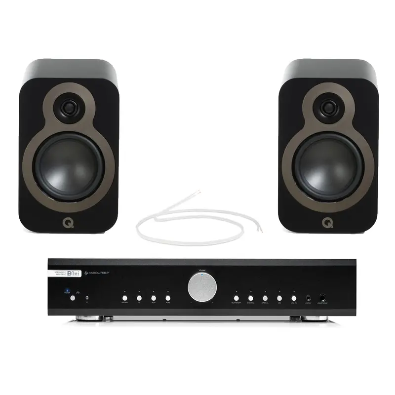 Musical Fidelity B1Xi Amplifier With Q Acoustics 3020C Bookshelf Speakers – Black Hi-Fi Set 1