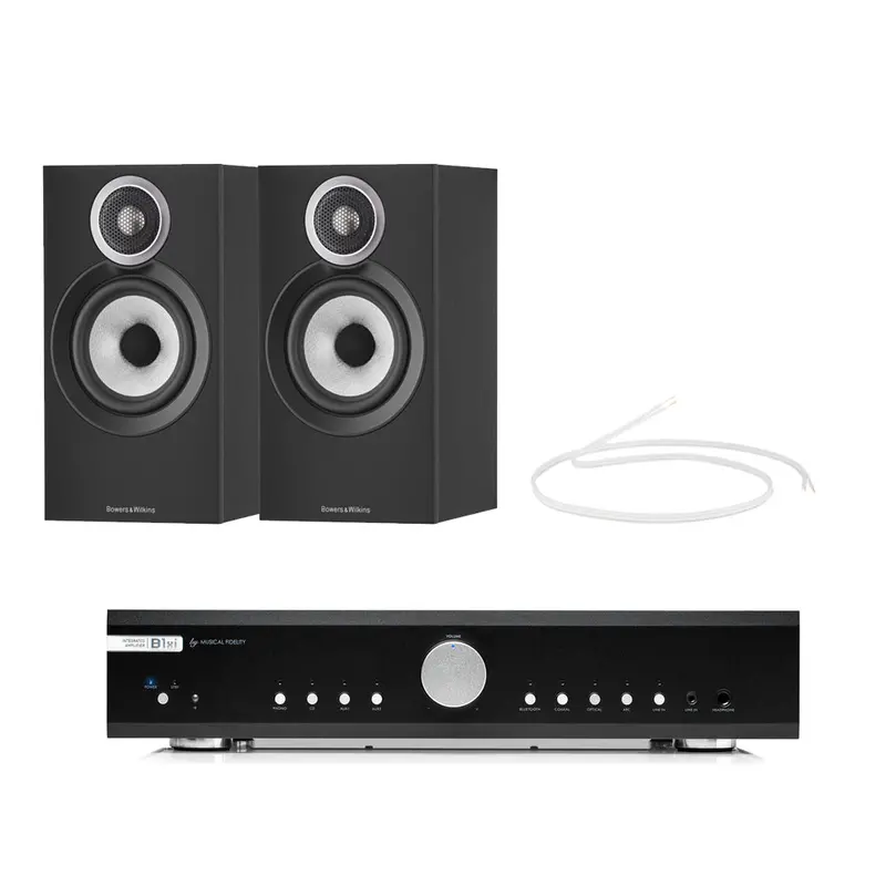 Musical Fidelity B1Xi Integrated Amp + Bowers & Wilkins 607 S3 Bookshelf Speakers – Black 1