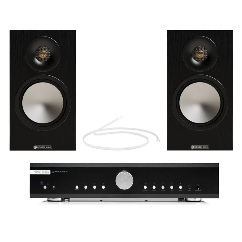 Musical Fidelity B1Xi Integrated Amplifier + Monitor Audio Bronze 50 7G Bookshelf Speakers – Black 1