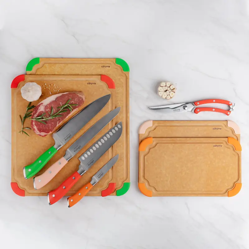 Nine-Piece Culinary Kit: Cutting Boards + Precision Knife Set 1