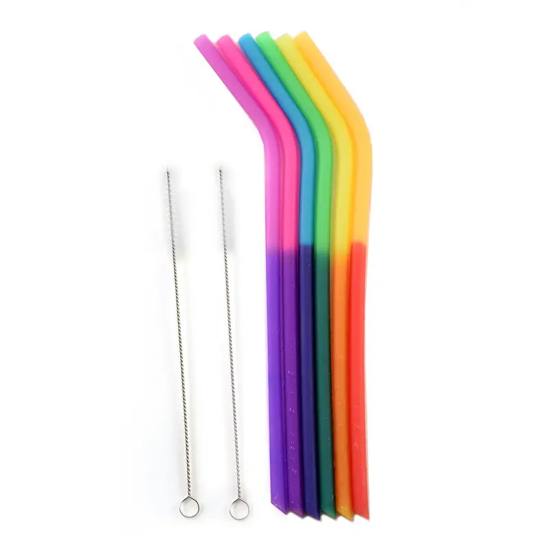 Norpro Color-Changing Silicone Straws – Heat-Sensitive Reusable Drinking Straws With Brush (6-Pack) 1