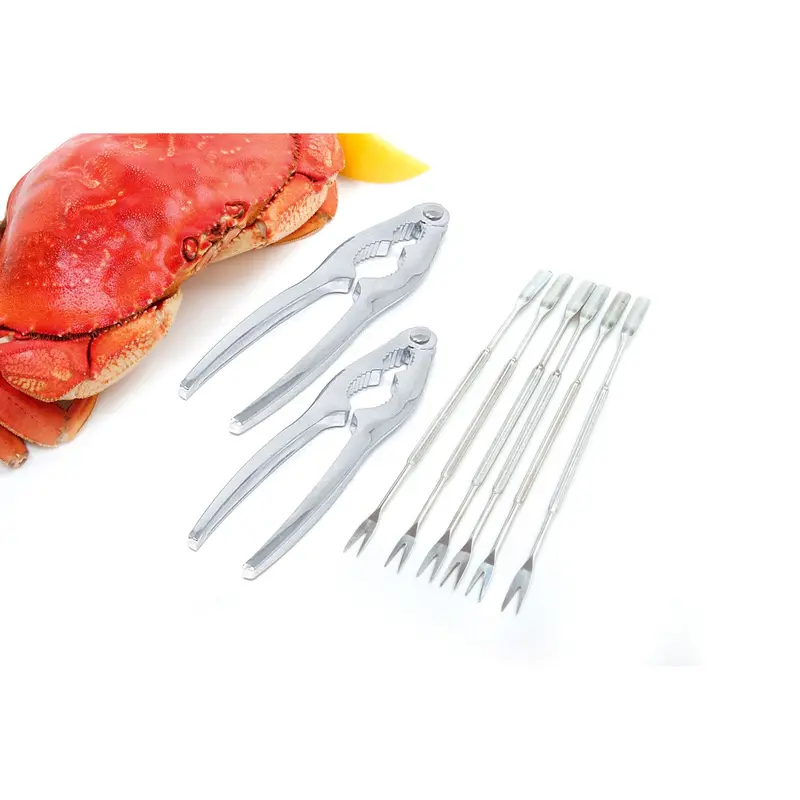 Norpro Complete Seafood Serving Set – 2 Crackers + 6 Stainless Steel Forks 1