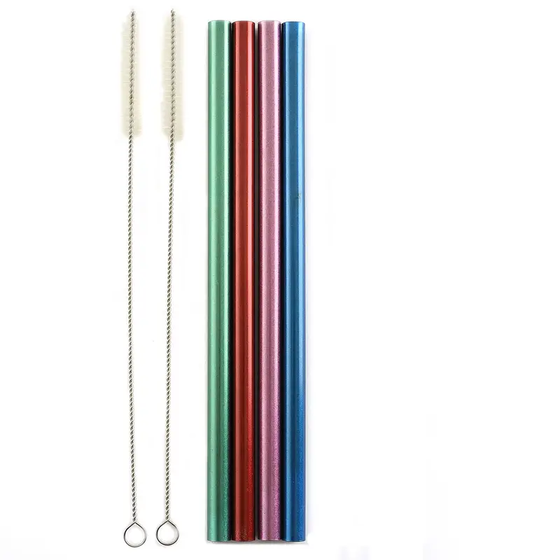 Norpro Metallic Smoothie Straws – 8.625-Inch Reusable Metal Drinking Straws With Cleaning Brushes (4-Pack) 1