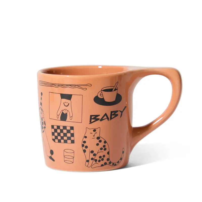 Notneutral × Katya Krasnova Lino Ceramic Mug – 10 Oz, Cats & Tats Papaya 1