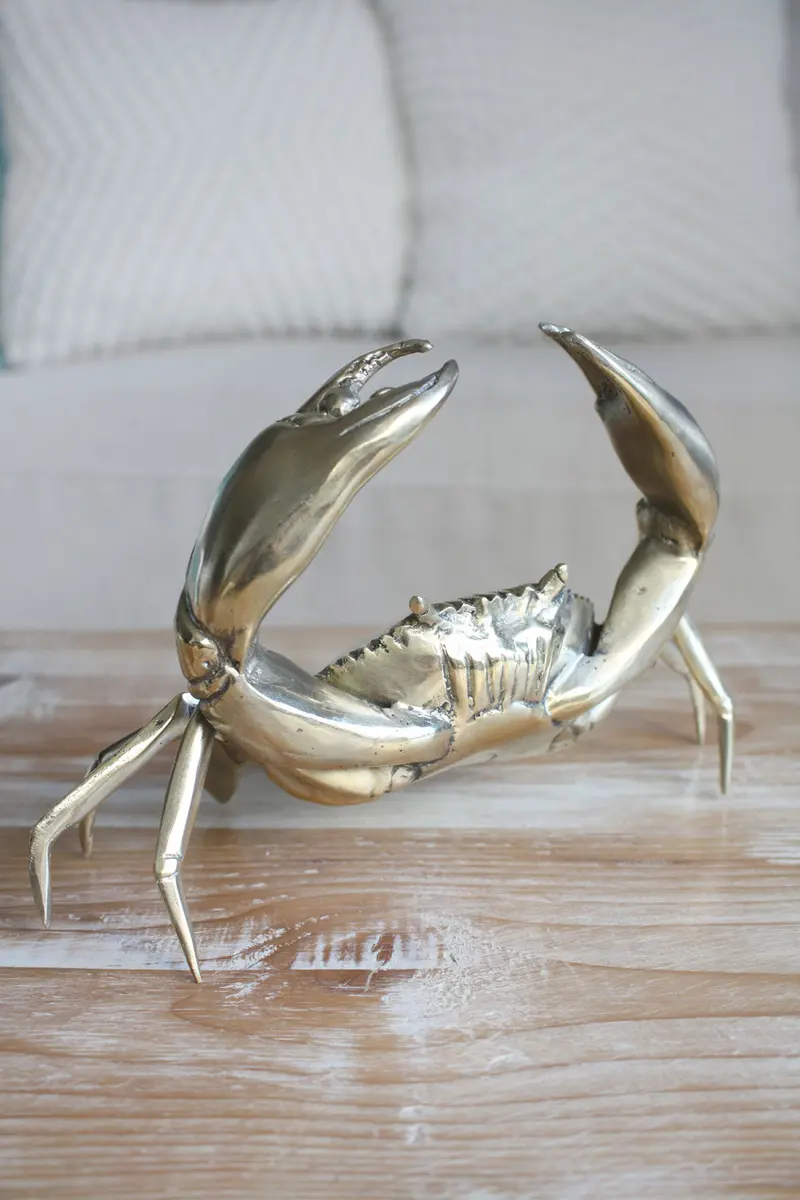 Oversized Brass Crab Sculpture – Statement Decor Piece 1