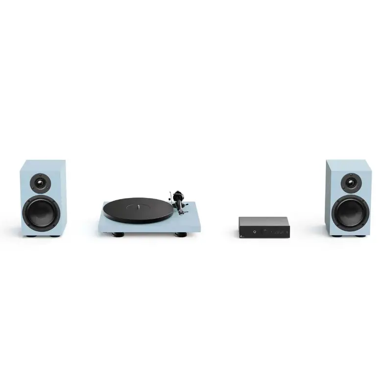 Pro-Ject Colourful Audio System 2: Debut Evo 2 Turntable, Maia S3 Amp & Speaker Box 5 S2 – Polar Blue 1