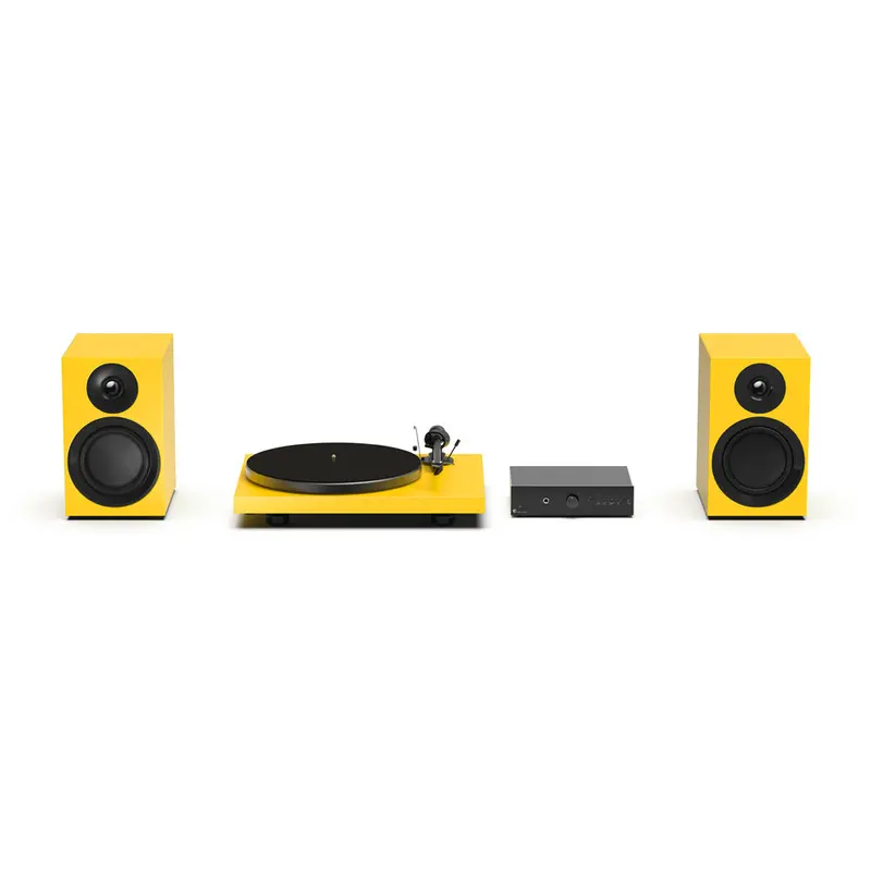 Pro-Ject Colourful Audio System E – Satin Golden Yellow Stereo Setup 1