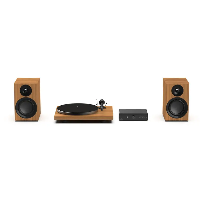 Pro-Ject Colourful Audio System E – Walnut Finish Stereo Setup 1