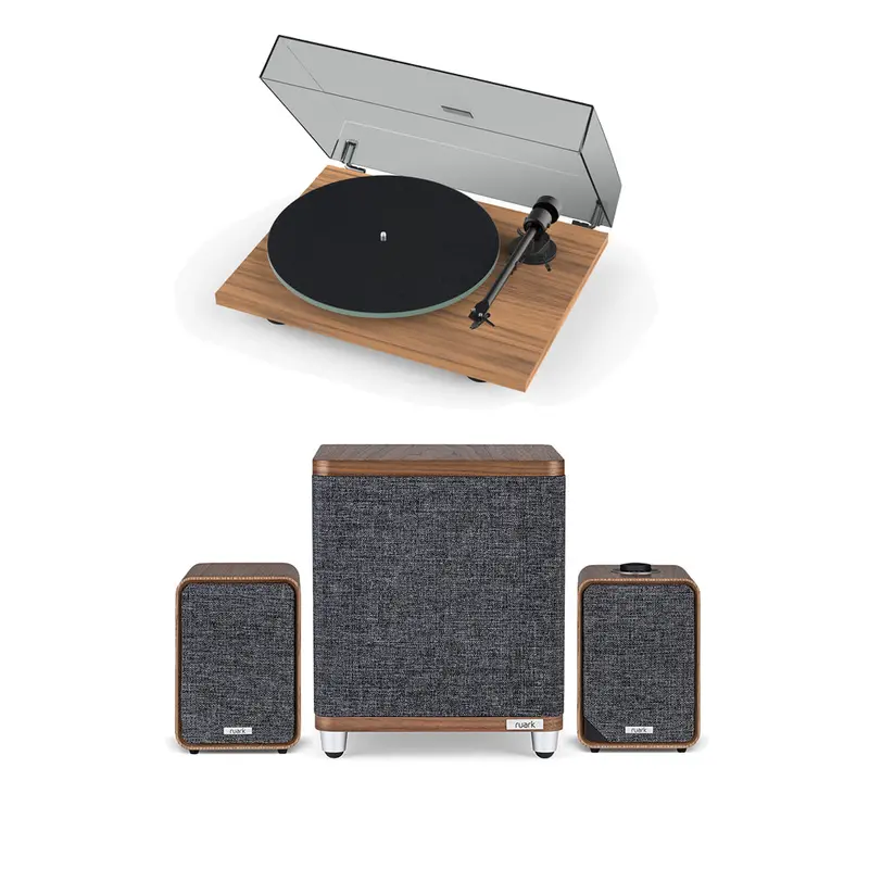 Pro-Ject T1 Evo Turntable Bundle With Ruark Mr1 Mk3 Speakers & Rs1 Subwoofer – Walnut 1