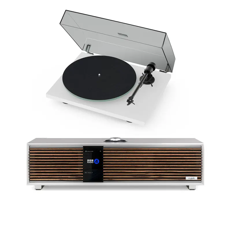 Pro-Ject T1 Evo Turntable + Ruark R410 Wireless Hi-Fi System – White & Grey Package 1
