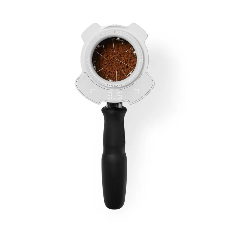 Puqpress Navigator Espresso Distribution Tool – Sleek White Finish 1