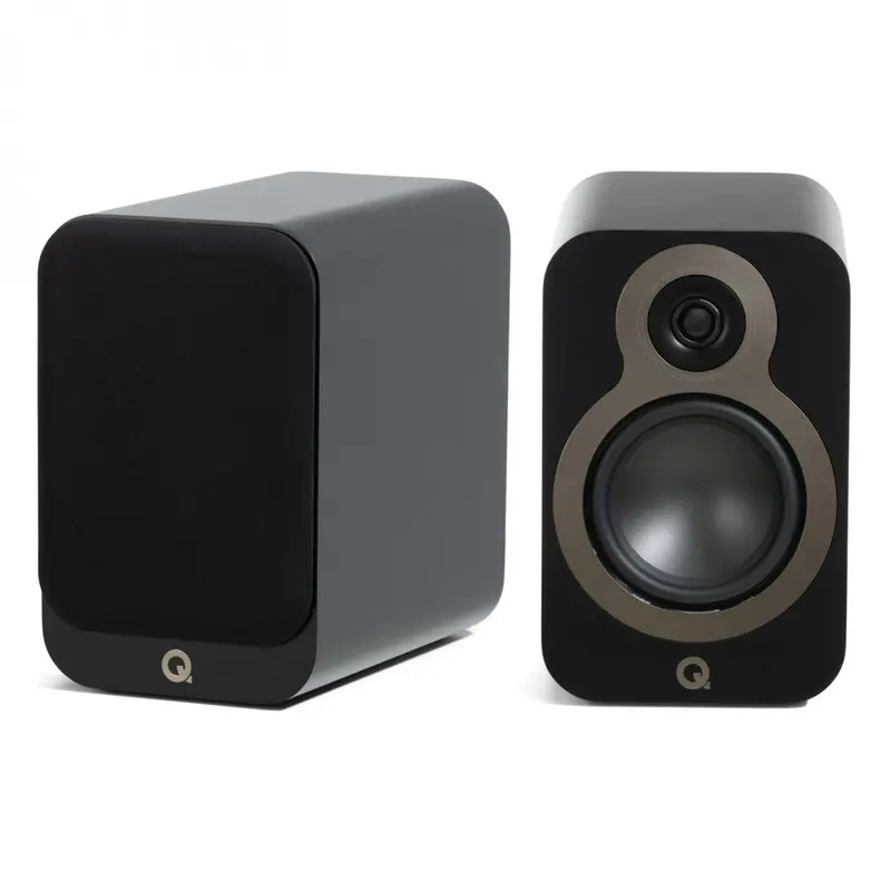 Q Acoustics 3030C Bookshelf Speakers – Two-Way Design, Satin Black Finish 1