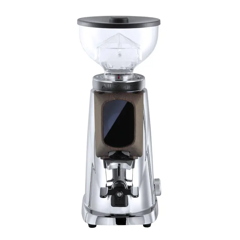 Refurbished Allground All-Purpose Home Coffee Grinder – Chrome Body With Dark Oak Accents 1