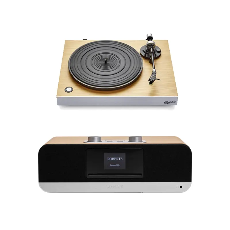 Roberts Stylus Luxe Turntable & Blutune 300L Hi-Fi System – Walnut Wood Finish 1