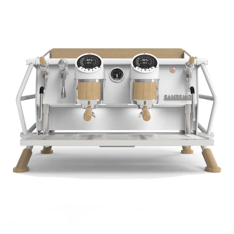 Sanremo Café Racer Dual-Group Volumetric Espresso Machine – White Wood Accents 1
