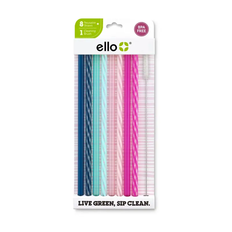Set Of 8 Reusable Plastic Drinking Straws 1