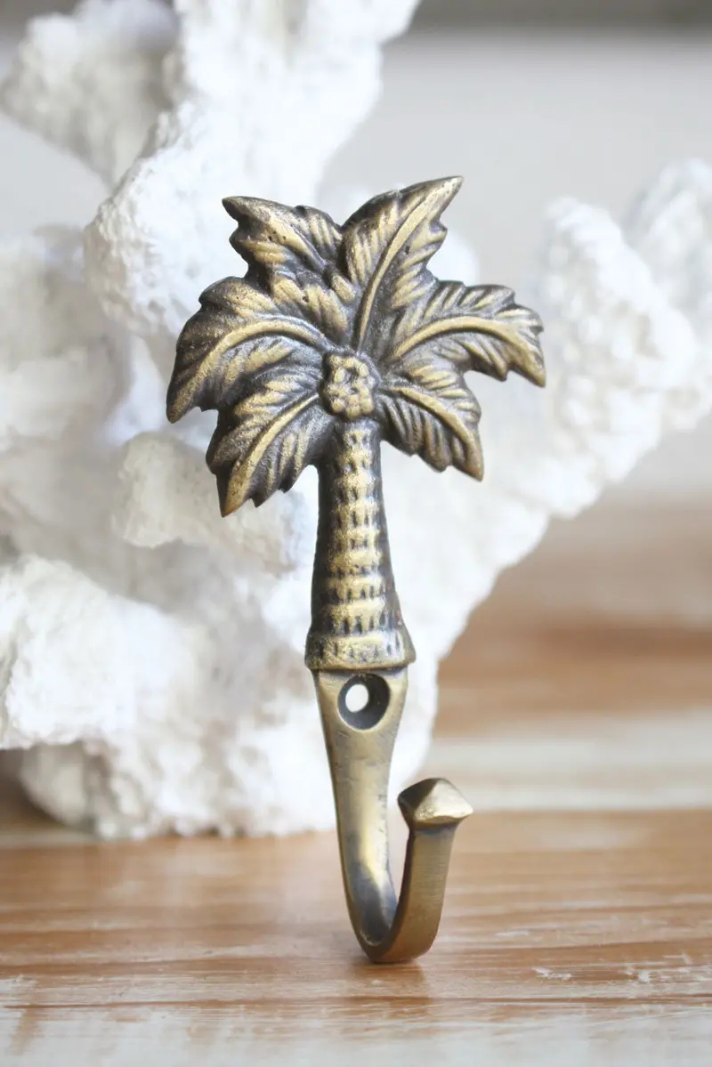 Small Brass Coconut Palm Tree Wall Hook 1