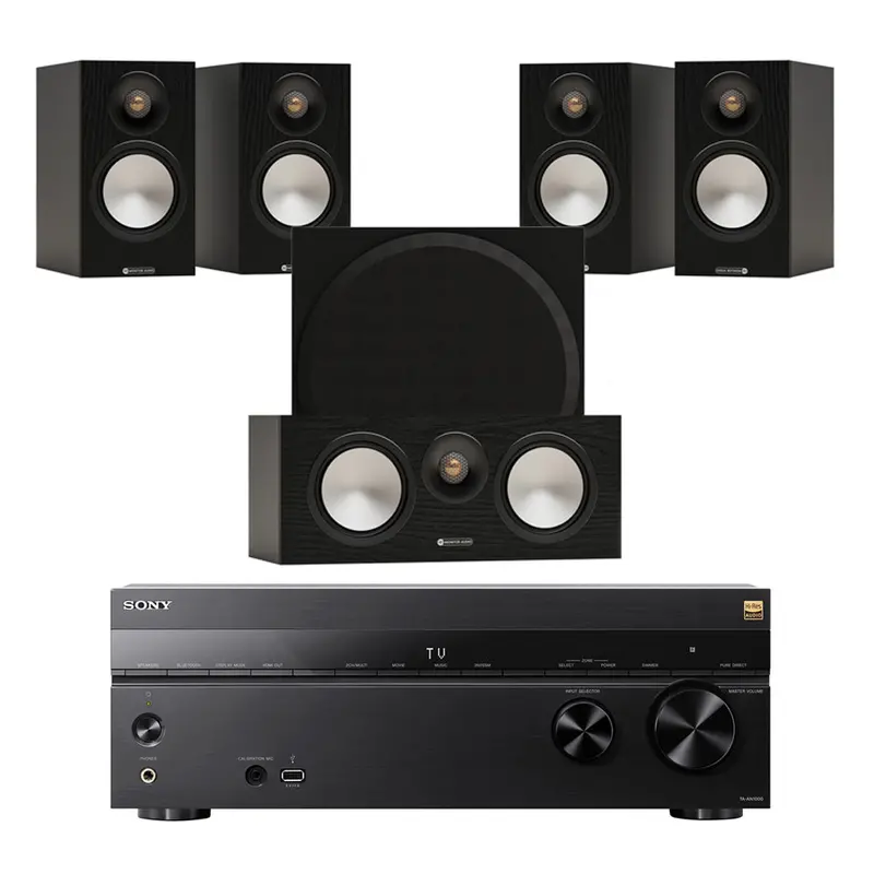 Sony Ta-An1000 Av Amplifier (8K, 7.2-Ch, Dolby Atmos) + Monitor Audio Bronze 50 7G 5.1 Speakers – Black 1