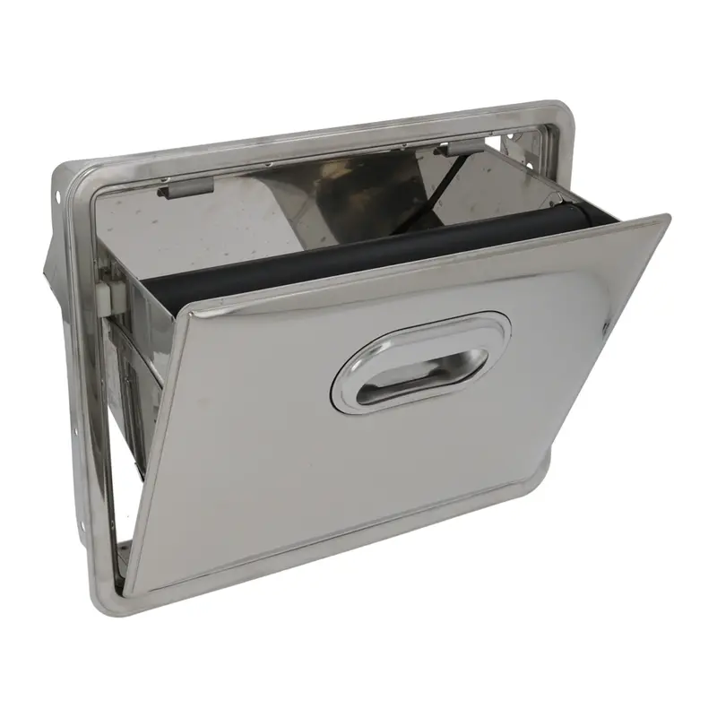 Stainless Steel Fold-Down Knock Box Drawer (No Bottom Panel) – Special Order 1