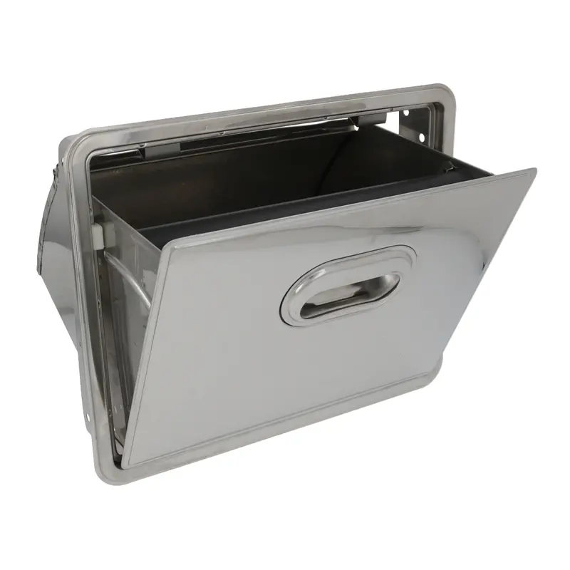 Stainless Steel Fold-Down Knock Box Drawer – Space-Saving Design 1