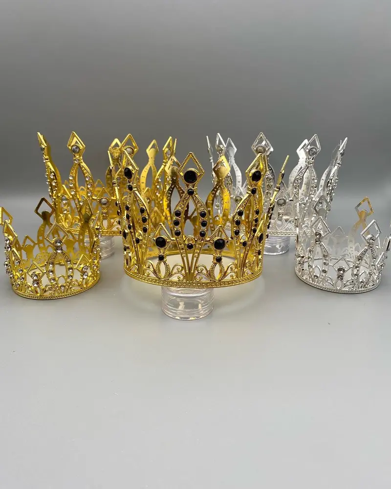 Tall Gold Rhinestone Crown For Parties And Costumes 1