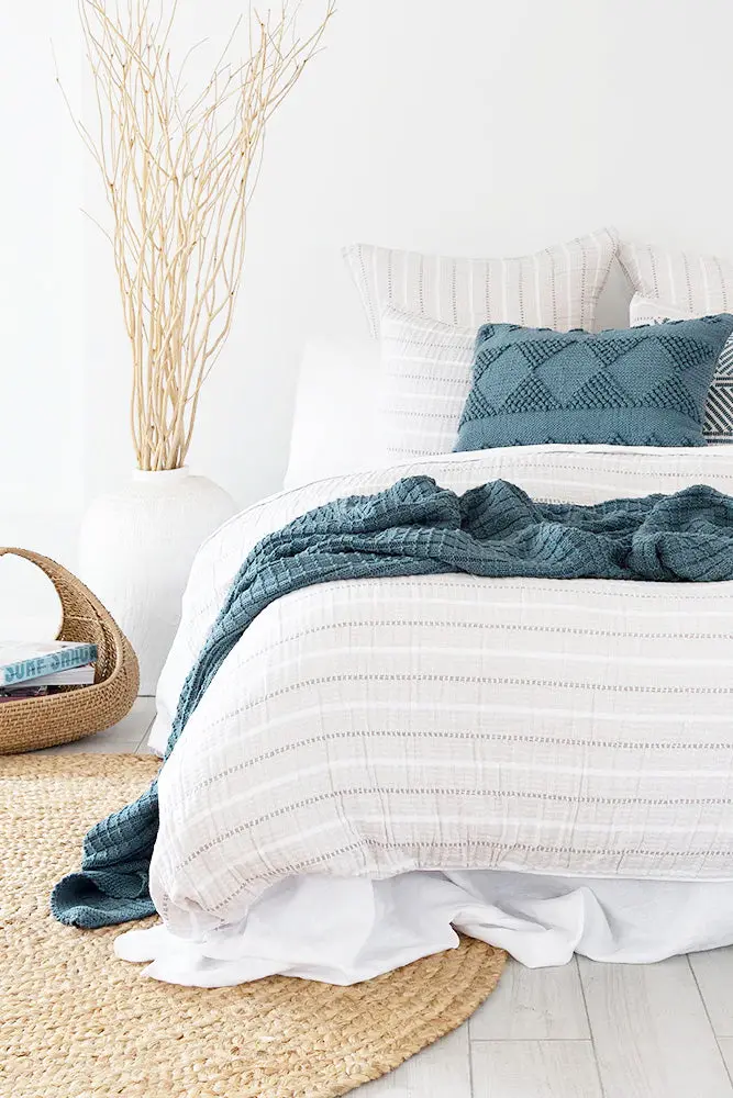 Tanami Cotton Throw Blanket In Bluestone Shade 1