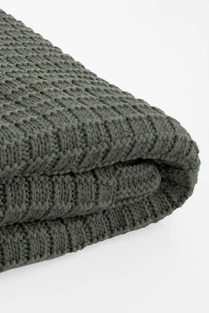Tanami Cotton Throw Blanket In Moss Tone 1
