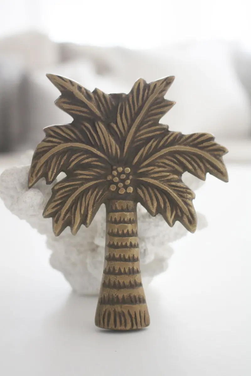 Tropical Coconut Palm Tree Door Knocker – Brass Finish 1