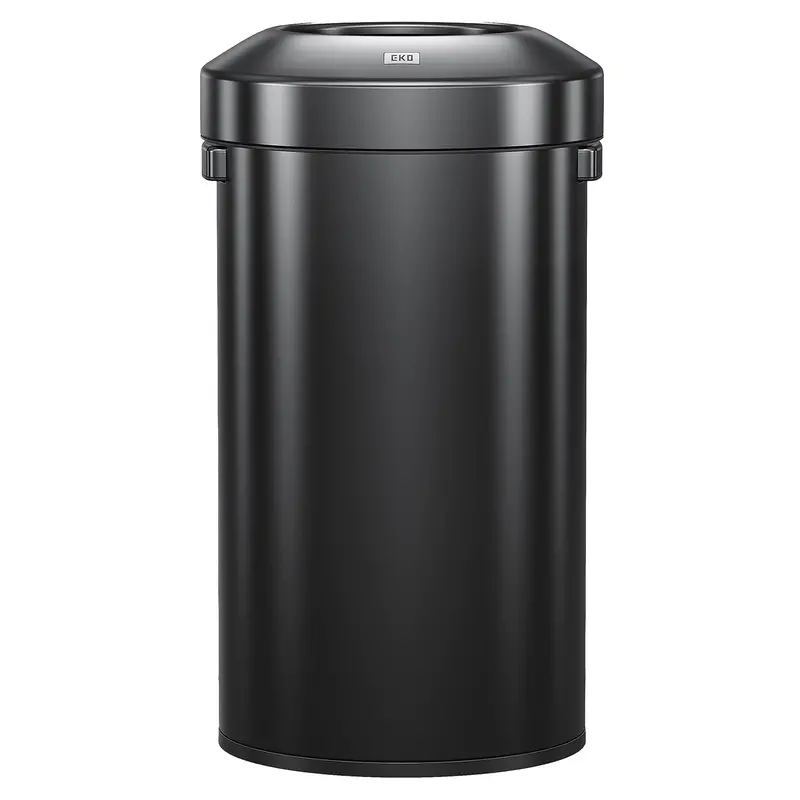 Urban 120L Commercial-Grade Round Open-Top Trash Can – Black Stainless Steel 1
