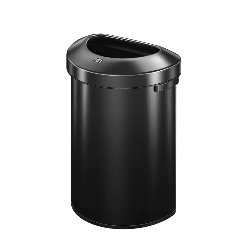 Urban Heavy-Duty Semi-Round Open-Top Trash Can – 80L (21 Gallons) – Matte Black 1