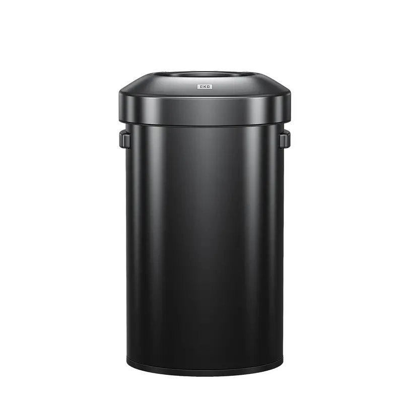 Urban Round Commercial-Grade Open-Top Trash Can – 60L (16 Gal) In Black Stainless Steel 1