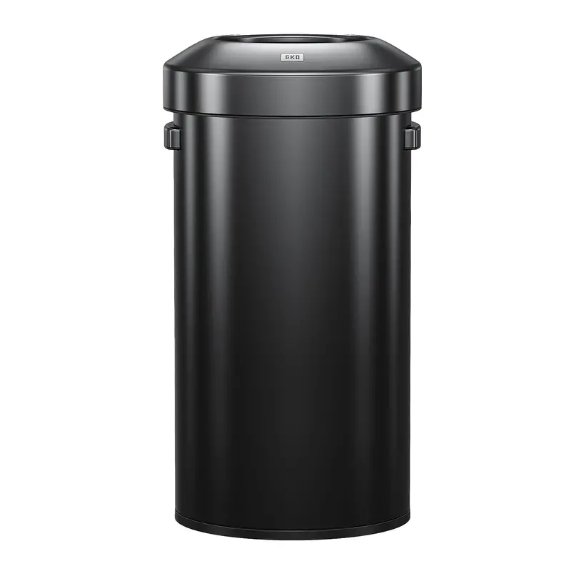 Urban Round Heavy-Duty Open-Top Waste Bin – 90L (23.7 Gal) With Black Stainless Finish 1
