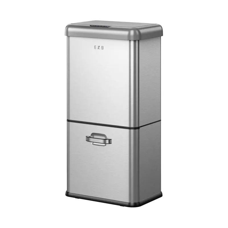 Vintage-Style Dual-Compartment Motion Sensor Trash Can – 32L + 18L 1