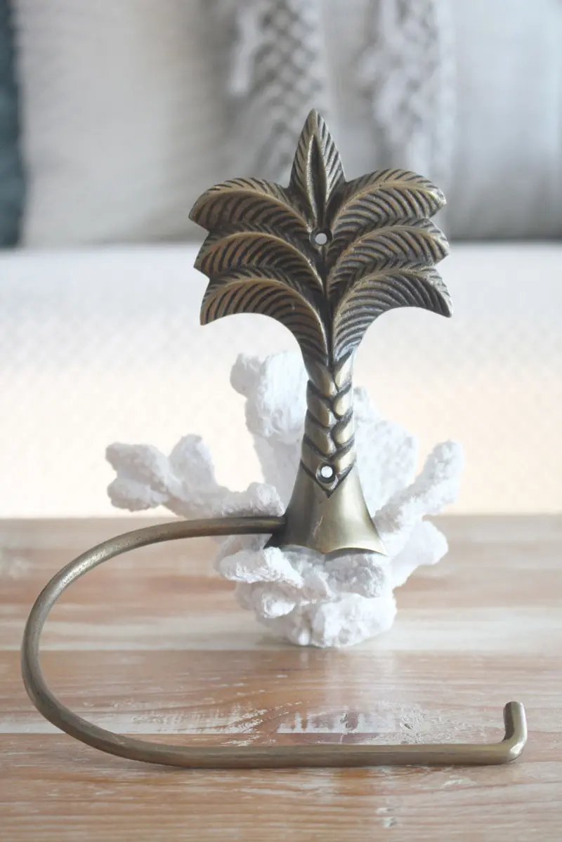 Wall-Mounted Brass Palm Tree Toilet Paper Holder 1