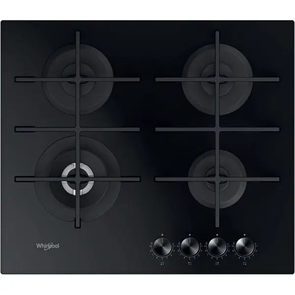 Whirlpool W Collection Gowl 628 Nb 60Cm Black Gas Hob – 4-Burner Cooktop 1