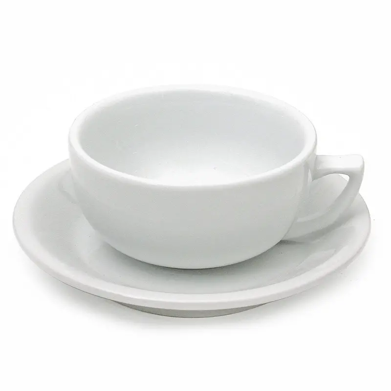 White 12Oz Latte Cup And Saucer Set – Bowl Style 1