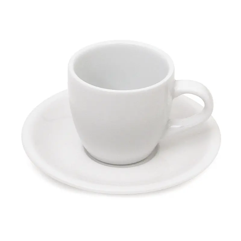 White Ceramic Espresso Cup And Saucer Set – 3.5 Oz Bowl-Style Design 1