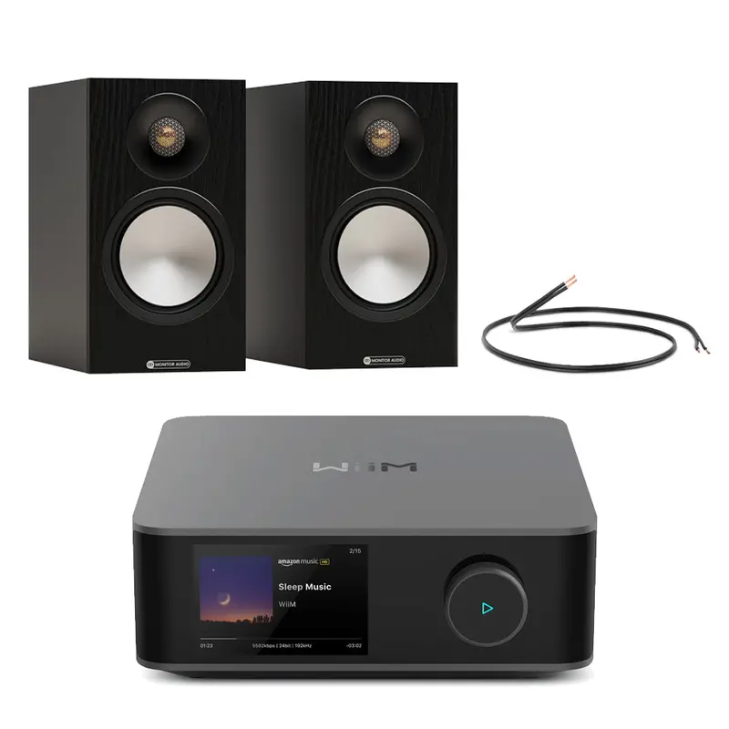 Wiim Amp Ultra Streaming Amplifier (Grey) + Monitor Audio Bronze 50 7G Bookshelf Speakers (Black) 1