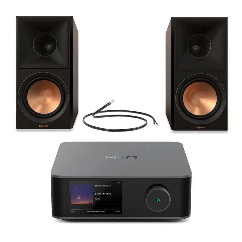 Wiim Amp Ultra Streaming Amplifier & Klipsch Rp-600M Ii Bookshelf Speakers Hi-Fi Kit – Grey/Walnut 1