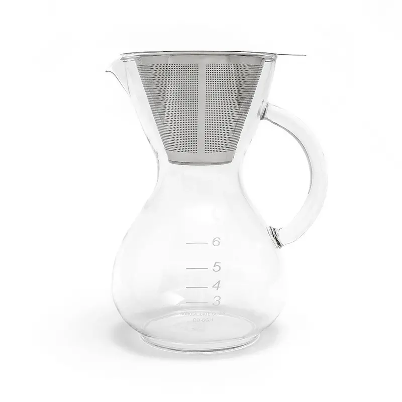 Yama 30Oz Glass Pour-Over Drip Pot With Handle And Filter Cone 1
