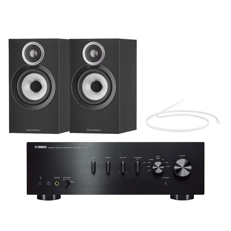 Yamaha As501 Integrated Amp + Bowers & Wilkins 607 S3 Bookshelf Speakers – Black Hi-Fi Bundle 1