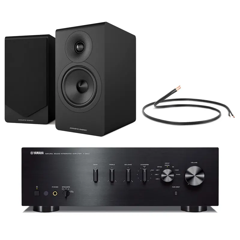 Yamaha As501 Stereo Amplifier Hi-Fi Bundle – Includes Ae300 Mk2 Bookshelf Speakers (Black) 1